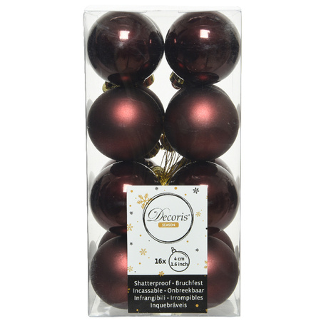30x stuks kunststof kerstballen mahonie bruin 3 en 4 cm