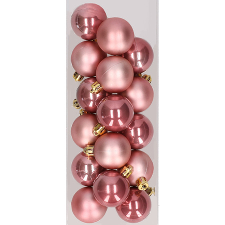 16x stuks kunststof kerstballen velvet roze 4 cm