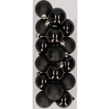 16x stuks kunststof kerstballen zwart 4 cm