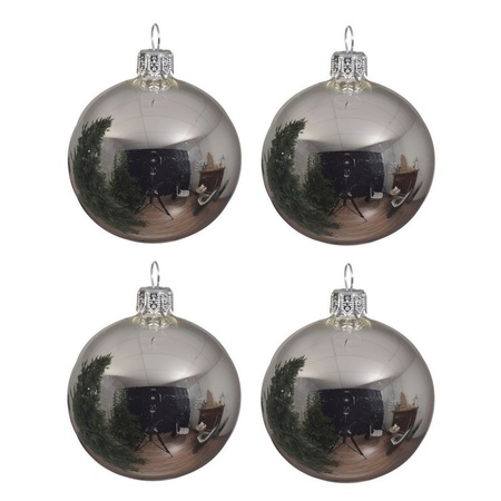 16x Glazen kerstballen glans zilver 10 cm kerstboom versiering/decoratie