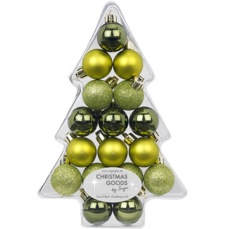 17x Kunststof groene kleine kerstballen pakket 3 cm