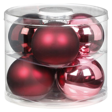 18x Berry Kiss mix glass Christmas baubles 10 cm shiny and matte