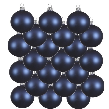 18x Glazen kerstballen mat donkerblauw 6 cm kerstboom versiering/decoratie