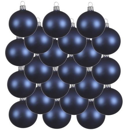 18x Glazen kerstballen mat donkerblauw 8 cm kerstboom versiering/decoratie