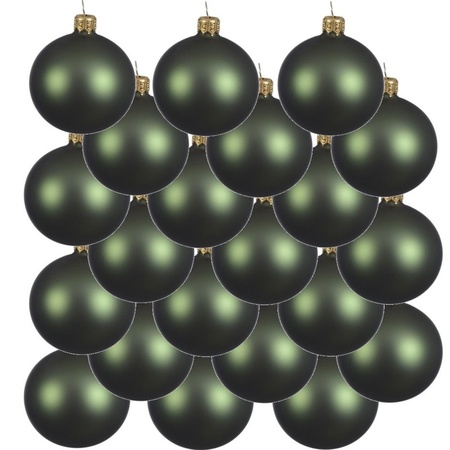 18x Glazen kerstballen mat donkergroen 6 cm kerstboom versiering/decoratie