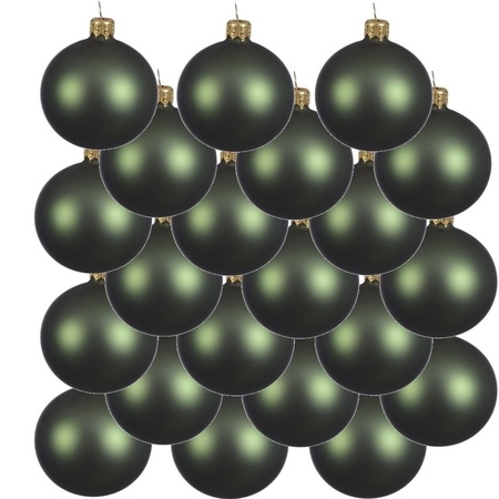 18x Glazen kerstballen mat donkergroen 8 cm kerstboom versiering/decoratie