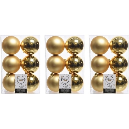 18x Kunststof kerstballen glanzend/mat goud 8 cm kerstboom versiering/decoratie goud