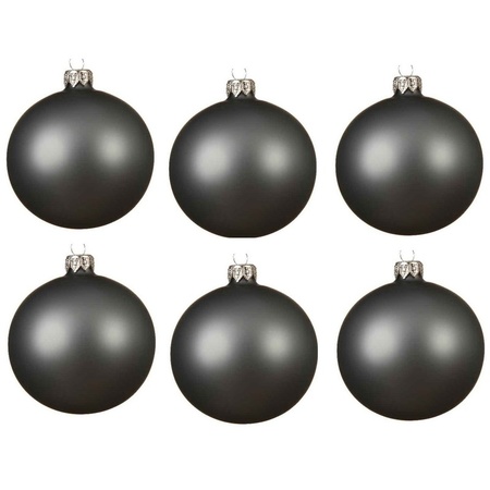 18x Glazen kerstballen mat grijsblauw 8 cm kerstboom versiering/decoratie