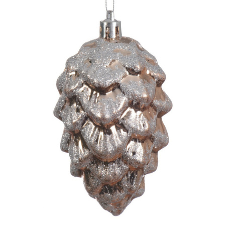 18x Brown pine cone hangers 9 cm christmas decoration