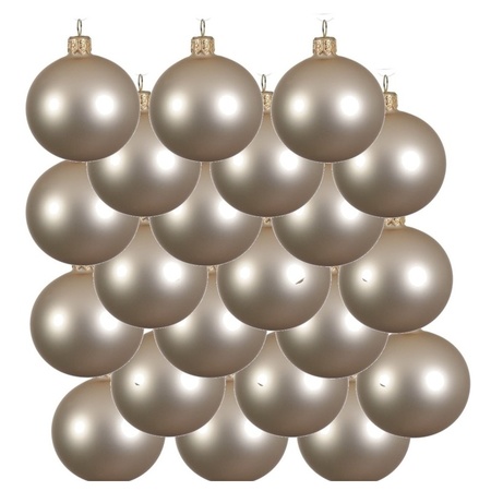 18x Glazen kerstballen mat licht parel/champagne 8 cm kerstboom versiering/decoratie