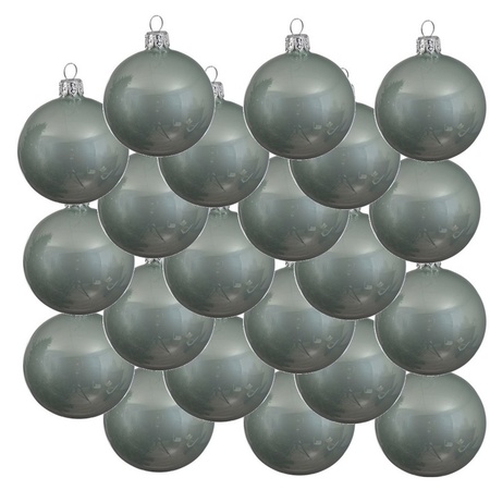 18x Glazen kerstballen glans mintgroen 6 cm kerstboom versiering/decoratie