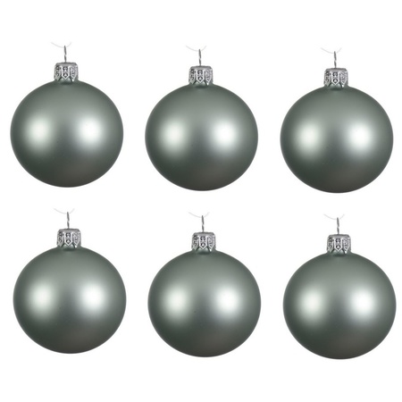 18x Glazen kerstballen mat Mintgroen 6 cm kerstboom versiering/decoratie