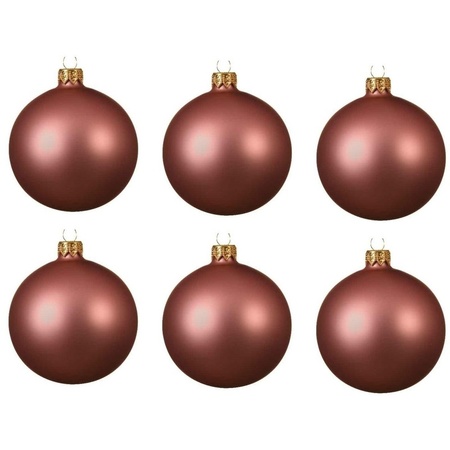18x Glazen kerstballen mat oud roze 8 cm kerstboom versiering/decoratie