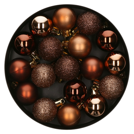 Atmosphera Kerstballen - 18ST - bronskleurig - glans en mat - D3 cm - kunststof