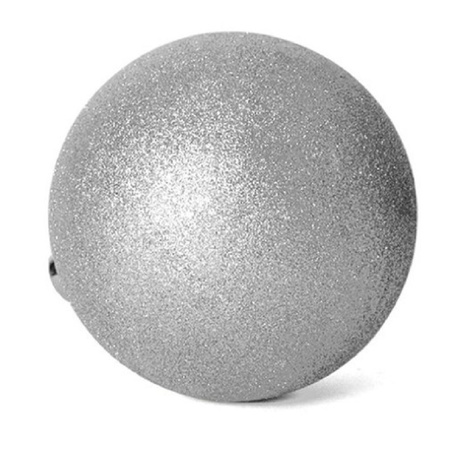 18x stuks kerstballen zilver glitters kunststof 4 cm