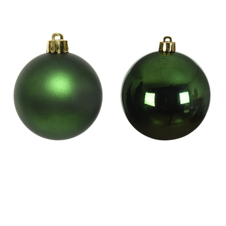 18x Small glass Christmas baubles dark green (pine) 4 cm matt/shiny