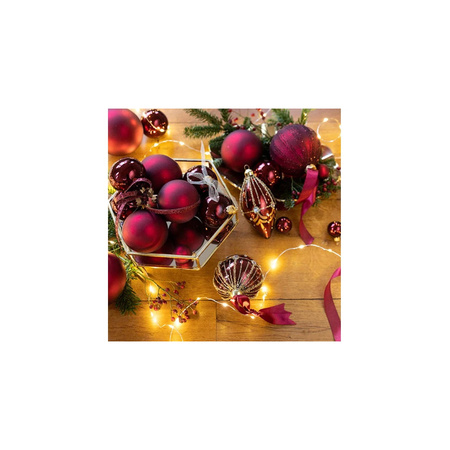 18x stuks kleine glazen kerstballen donkerrood (oxblood) 4 cm mat/glans