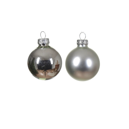 18x stuks kleine glazen kerstballen zilver 4 cm mat/glans