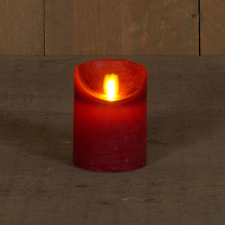 1x LED kaarsen/stompkaarsen bordeaux rood met dansvlam 10 cm