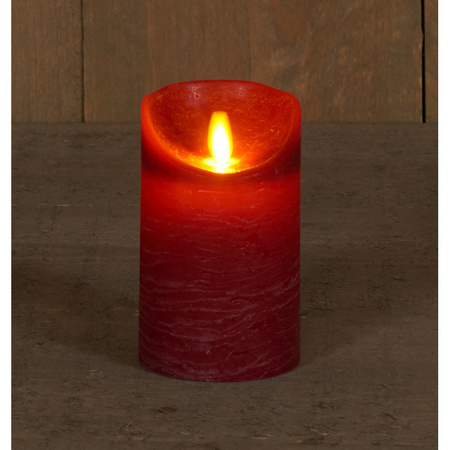 1x LED kaarsen/stompkaarsen bordeaux rood met dansvlam 12,5 cm