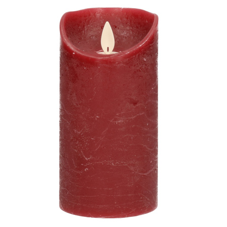 1x LED kaarsen/stompkaarsen bordeaux rood met dansvlam 15 cm