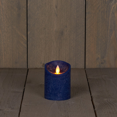 1x LED kaarsen/stompkaarsen donkerblauw met dansvlam 10 cm