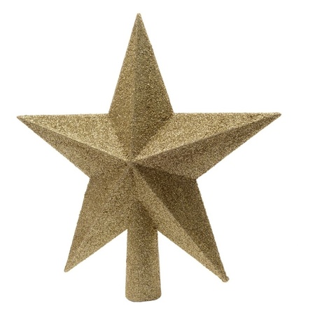 1x Glitter piek in stervorm goud 19 cm kunststof/plastic