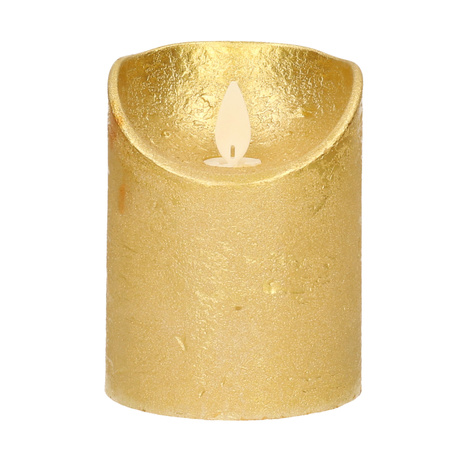 1x LED kaarsen/stompkaarsen goud met dansvlam 10 cm