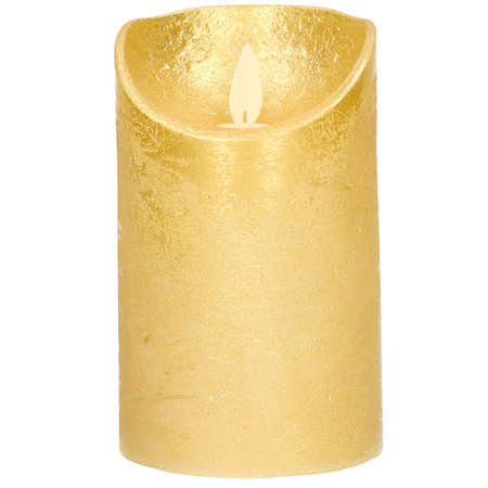 1x LED kaarsen/stompkaarsen goud met dansvlam 12,5 cm