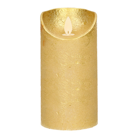 1x LED kaarsen/stompkaarsen goud met dansvlam 15 cm