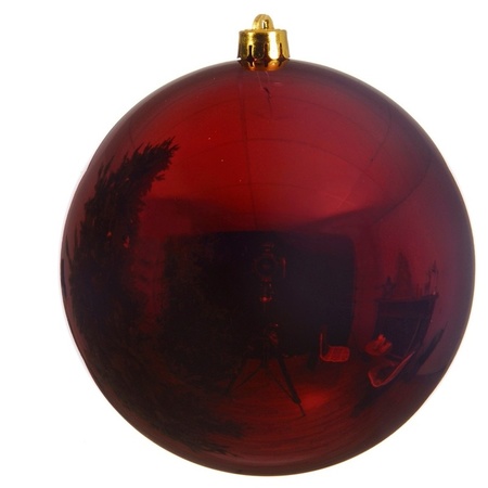 Large christmas baubles dark red 14 and 20 cm plastic