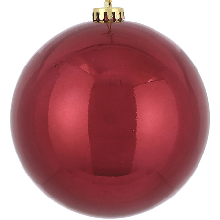 1x Grote kunststof kerstballen donkerrood 15 cm
