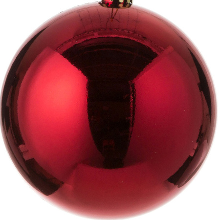 1x Large plastic christmas baubles red 15 cm