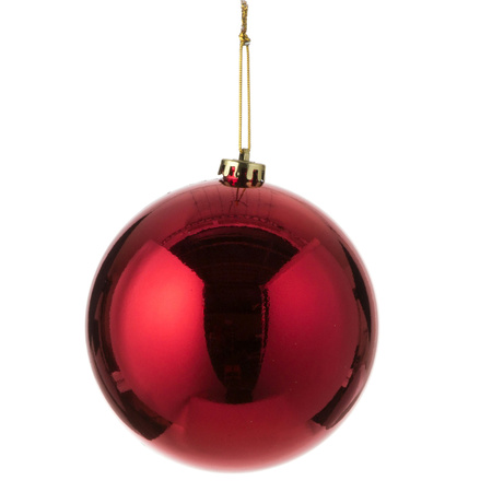 1x Large plastic christmas baubles red 15 cm