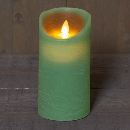 1x LED kaarsen/stompkaarsen jade groen met dansvlam 10 cm