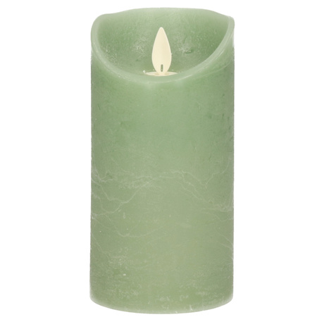 1x LED kaarsen/stompkaarsen jade groen met dansvlam 15 cm