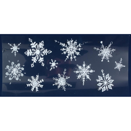 1x Witte kerst raamstickers glitter sneeuwvlokken 23 x 49 cm
