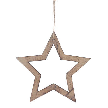 1x Kerstboomversiering sterren ornamenten van hout 20 cm