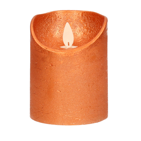 1x Copper LED candle with moving flame 10 cm