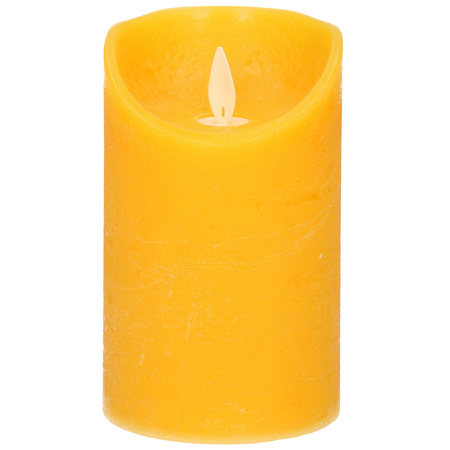 1x LED kaarsen/stompkaarsen oker geel met dansvlam 12,5 cm