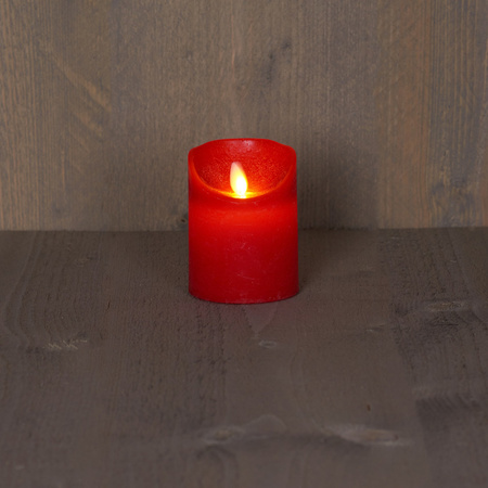 1x LED kaarsen/stompkaarsen rood met dansvlam 10 cm