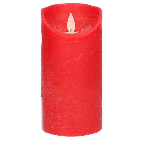 1x LED kaarsen/stompkaarsen rood met dansvlam 15 cm