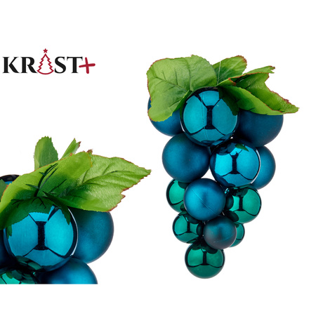 Krist+ decoratie druiventros - blauw - kunststof - 33 cm