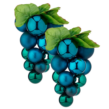 Krist+ decoratie druiventros - blauw - kunststof - 33 cm