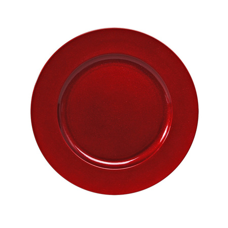 1x stuks kaarsenborden/onderborden rood met glitters 33 cm