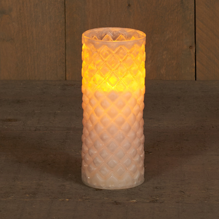 1x pcs luxury led candles in frosty glass D7,5 x H17,5 cm with timer