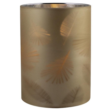 1x stuks luxe led kaarsen in goud bladeren glas D7 x H10 cm