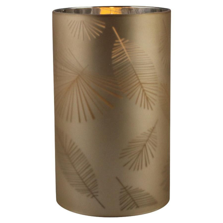 1x pcs luxury led candles in gold leaves glass D7 x H12,5 cm