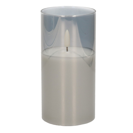 1x pcs luxury led candles in grey glass D7,5 x H15 cm with timer