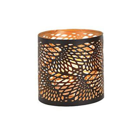 1x tealights/candle holders black/gold spiral/lines pattern 13 cm